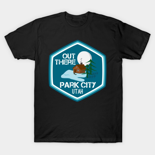 Out There Park City Cabin Blue T-Shirt by MountainFlower